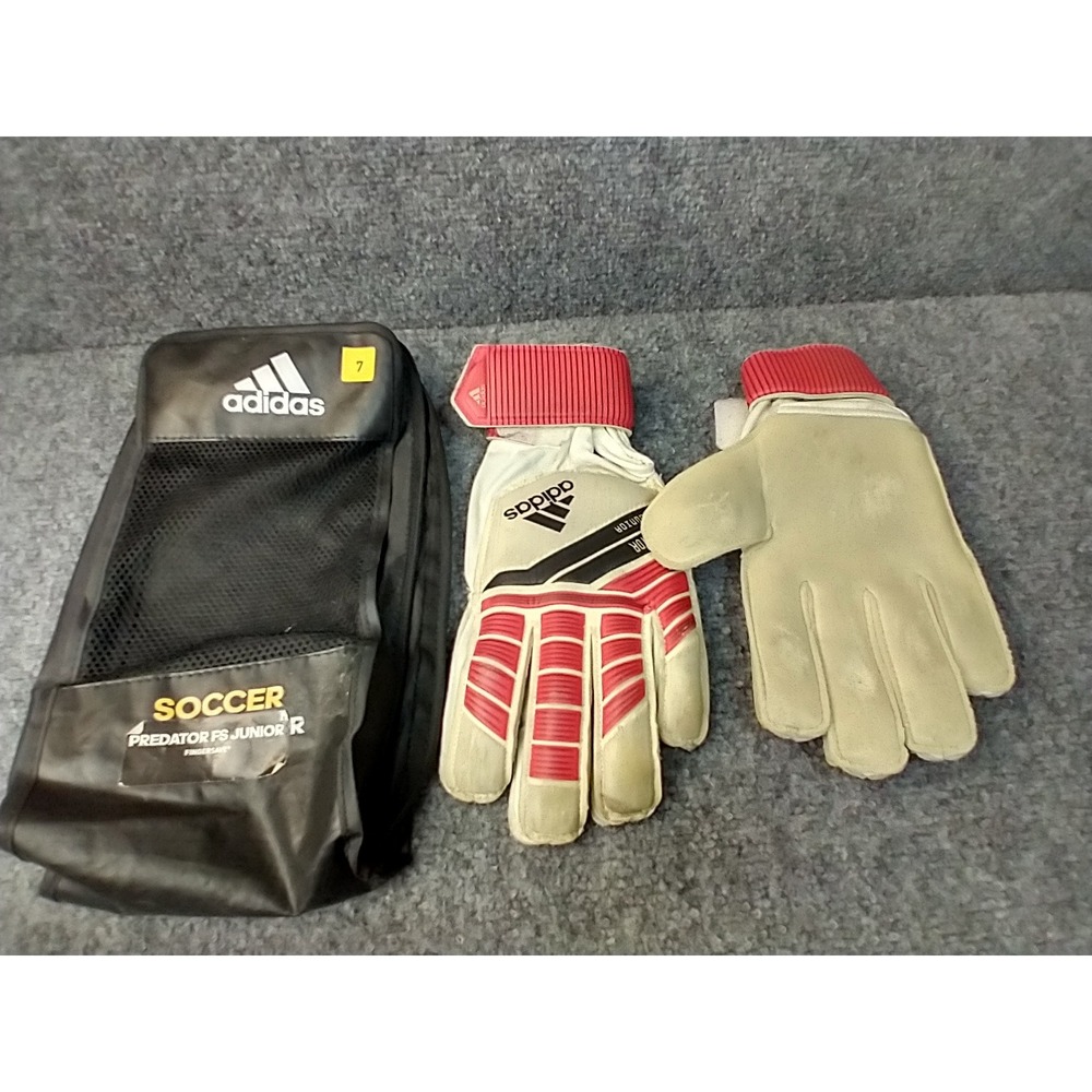 Adidas Predator FS Junior Soccer Goalkeeper Gloves Size 7 Fingersave‎ White Red
